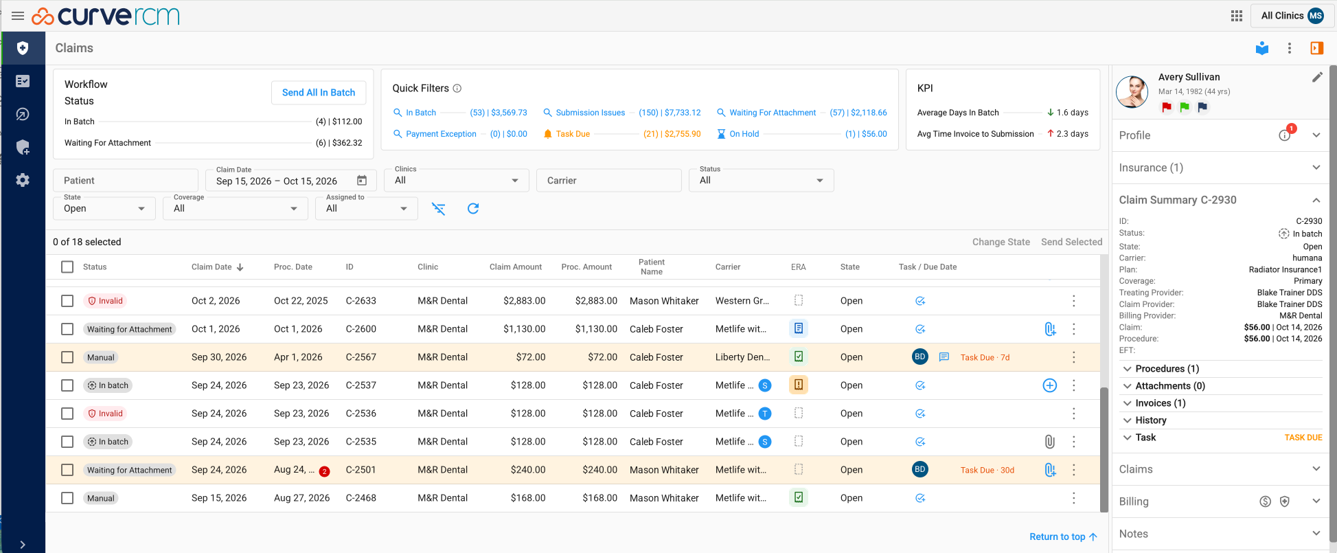 The new claims worklist page